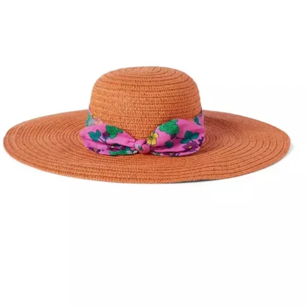 Janie & Jack Floral Bow Straw Hat Sz 4/5